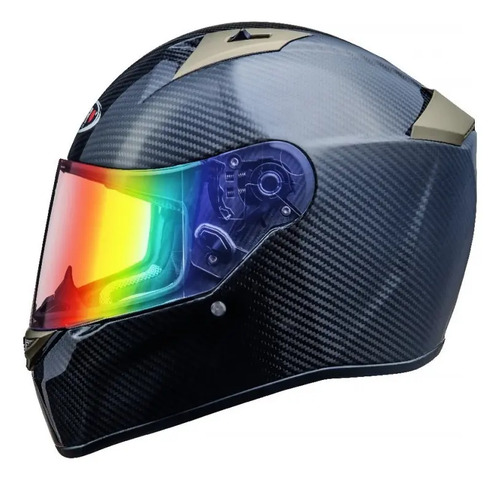 Casco Shiro Carbono Integral Negro Sólido Brillante M