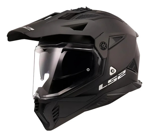 Casco Ls2 Mx 702 Pioneer Ii Solid Black Con Lentes