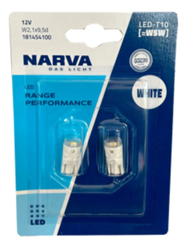 Lampara Posición Led T10 W5w Juego Narva T10 Blanco Blanco Frío