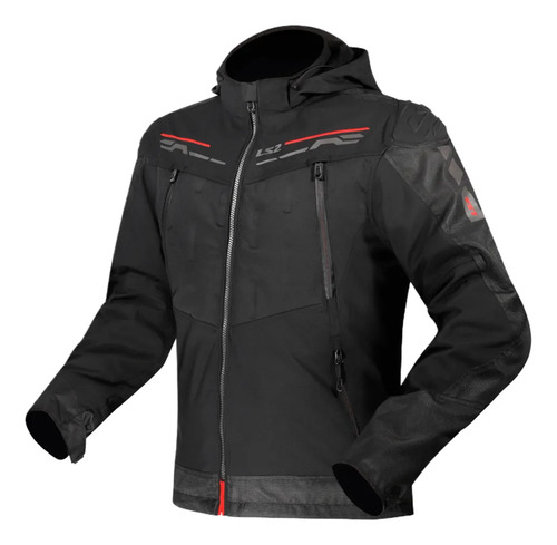 Campera Moto Ls2 Zirconium Black Red Negro Black Red Xl